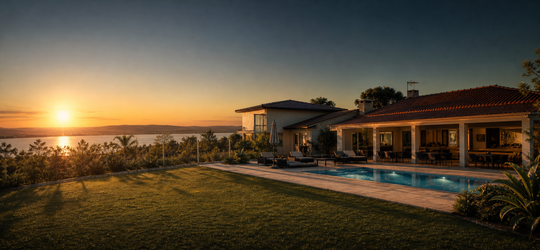 Visualização artística 3D de um rancho à beira do Lago Corumbá IV